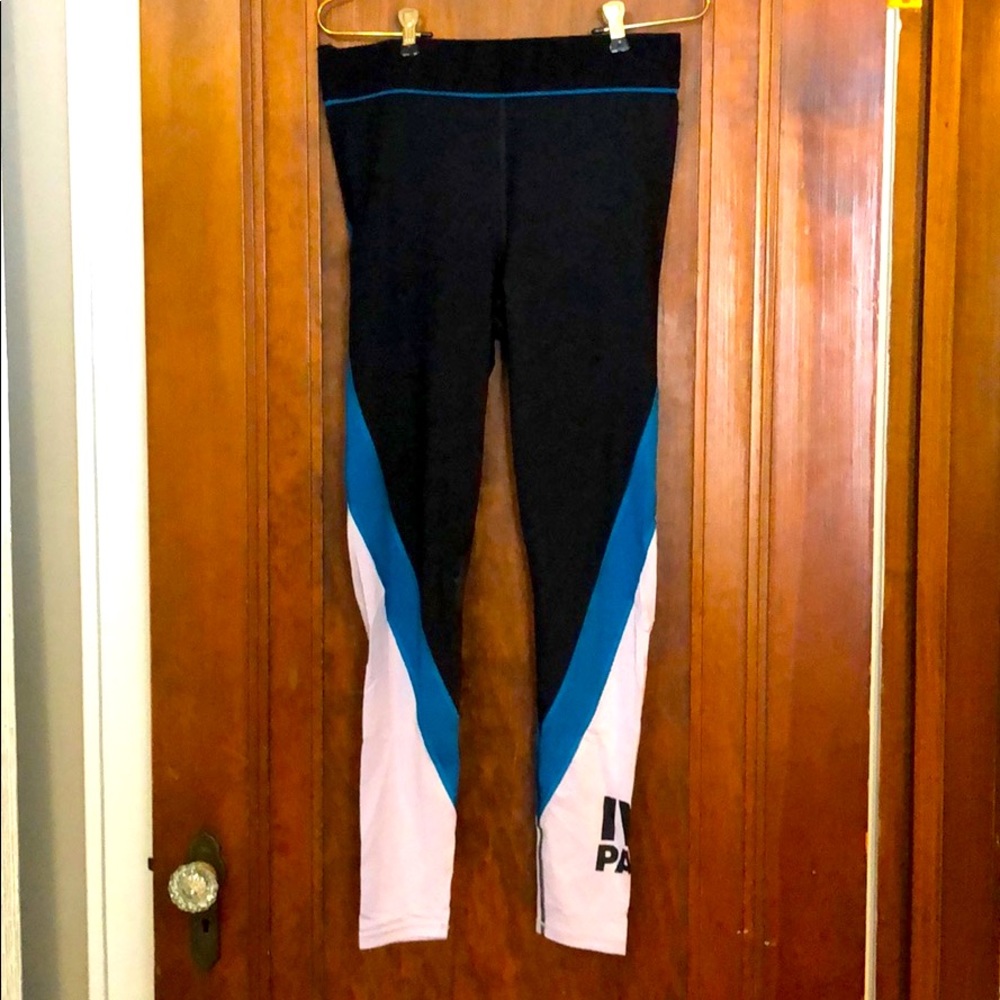 Ivy Park leggings with blue and grey stripes
